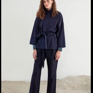 AG Adriano Goldschmied Kahlen Belted Jacket In Indigo Ink Size Medium EUC